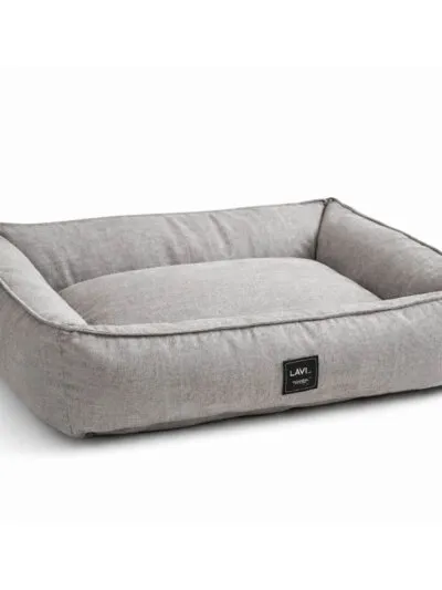 Cama de linho para cachorro vista lateral design clean minimalista